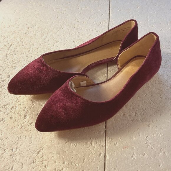 Mossimo NWOT SZ 8.5 Purple Wine D'Orsay Mohana Velvet Flats Fairy Classic Boho - Picture 2 of 8